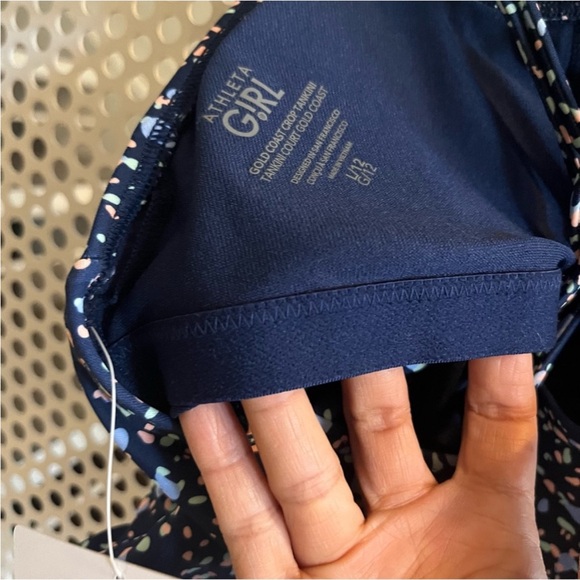 Athleta Girl Coast Cropped Tankini Size L/12 in Terrain Texriee Navy Swim NWT - Picture 7 of 9